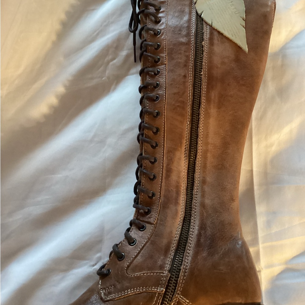 BED|STU Tan Leather Lace-Up Boots - Picture 15 of 16